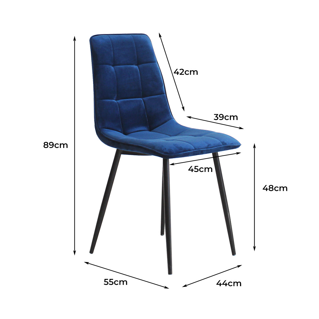 Levede 4x Dining Chairs Kitchen Velvet Blue-1864183277309530114