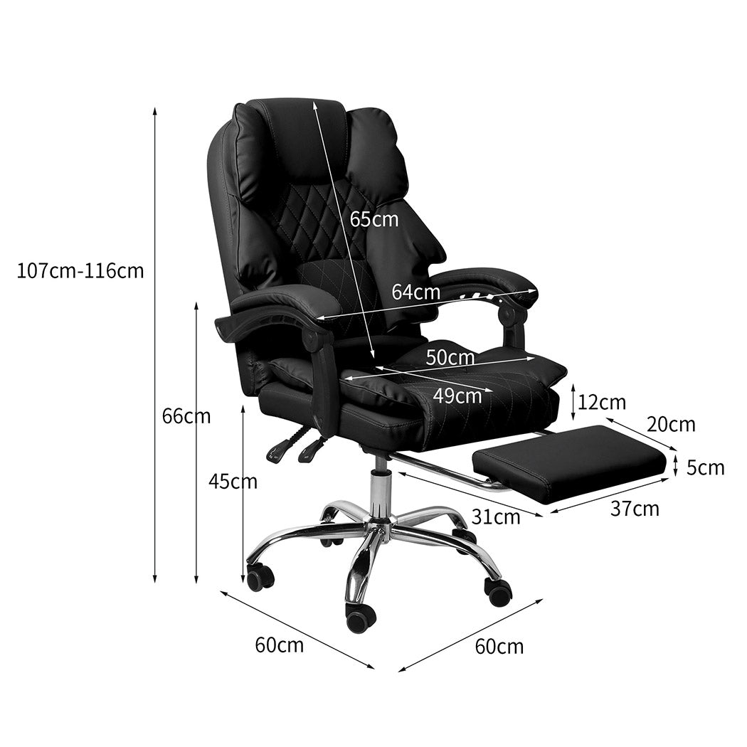 Levede Gaming Chair Office Computer Black Footrest-1864184461713870850