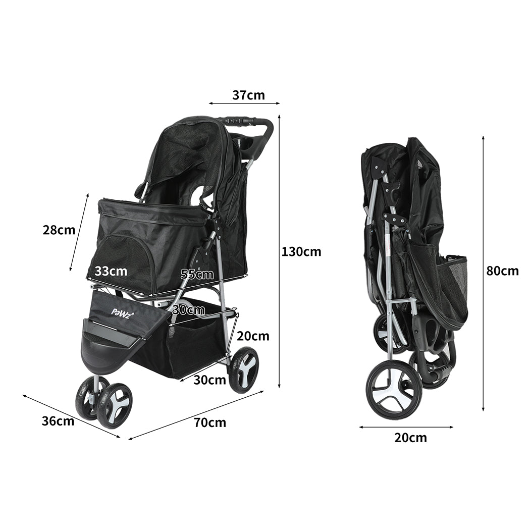 PaWz Large Pet Stroller Dog Cat Carrier Black-1864184623848886274
