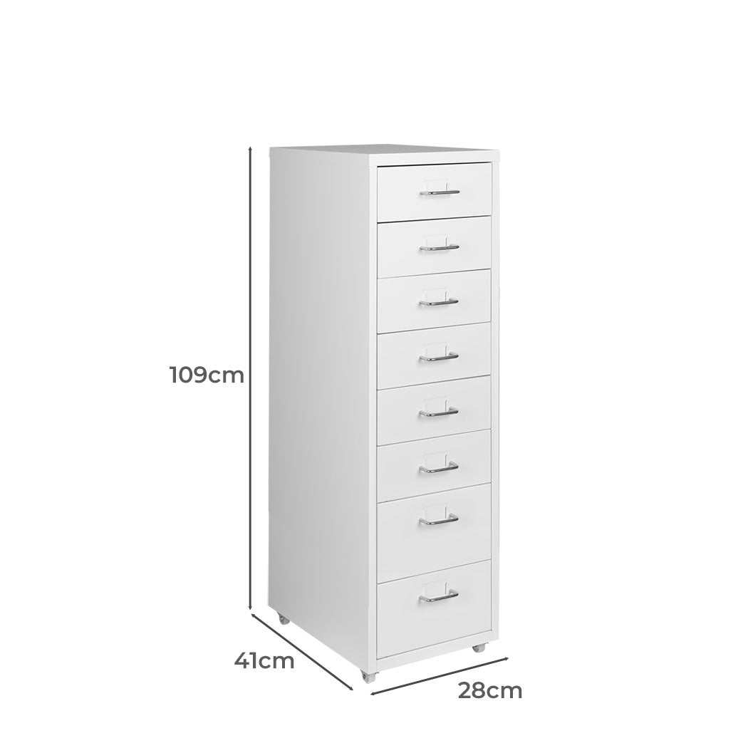 Levede Office Cabinet 8 Drawer Drawers White-1864184250694242306