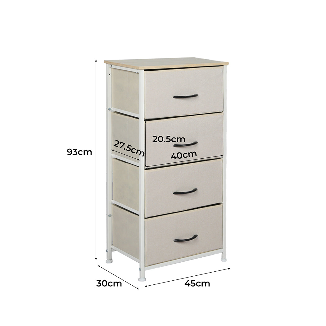 Levede Storage Cabinet Tower Chest Beige-1864183276265148418