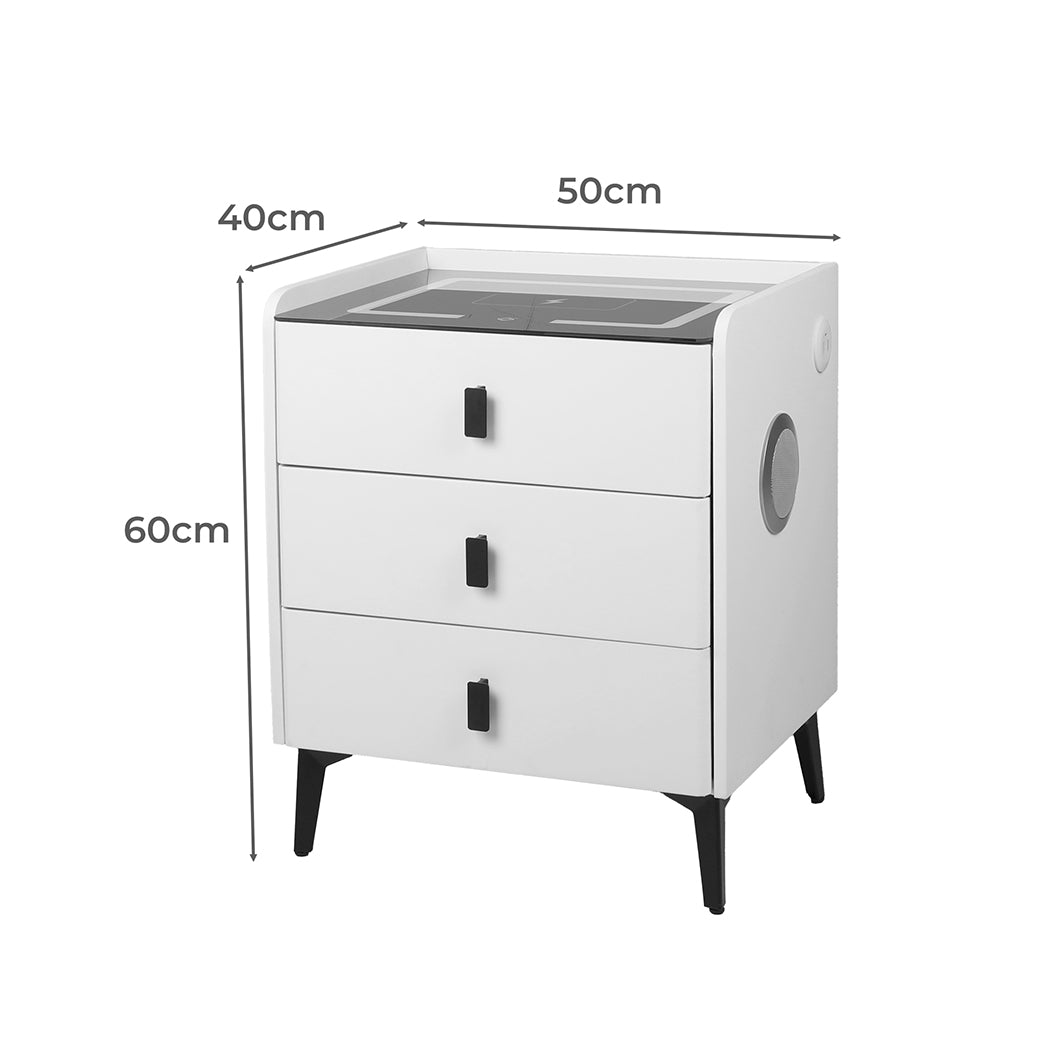 Levede Bedside Table LED Lights Drawers Storage-1869883069327085570