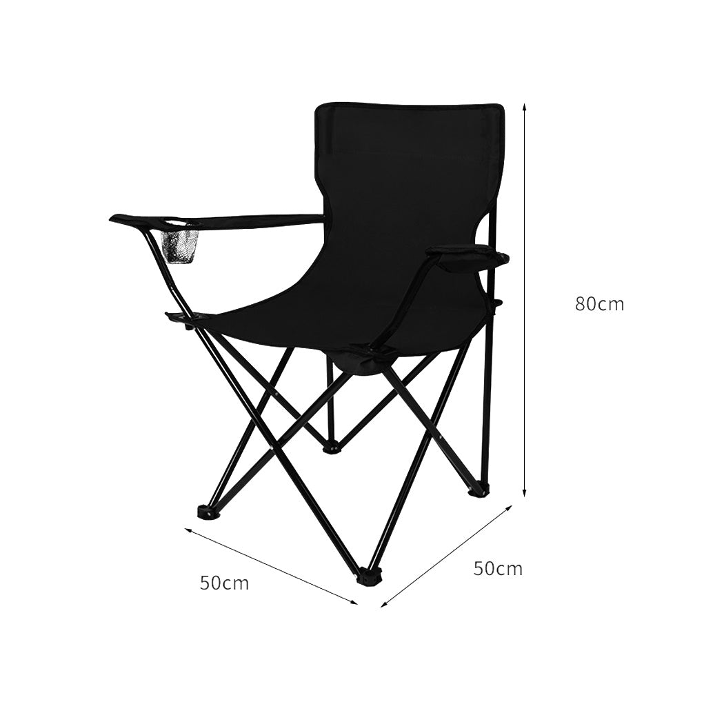 Levede Camping Chairs Folding Arm Foldable Black-1864184446211723266