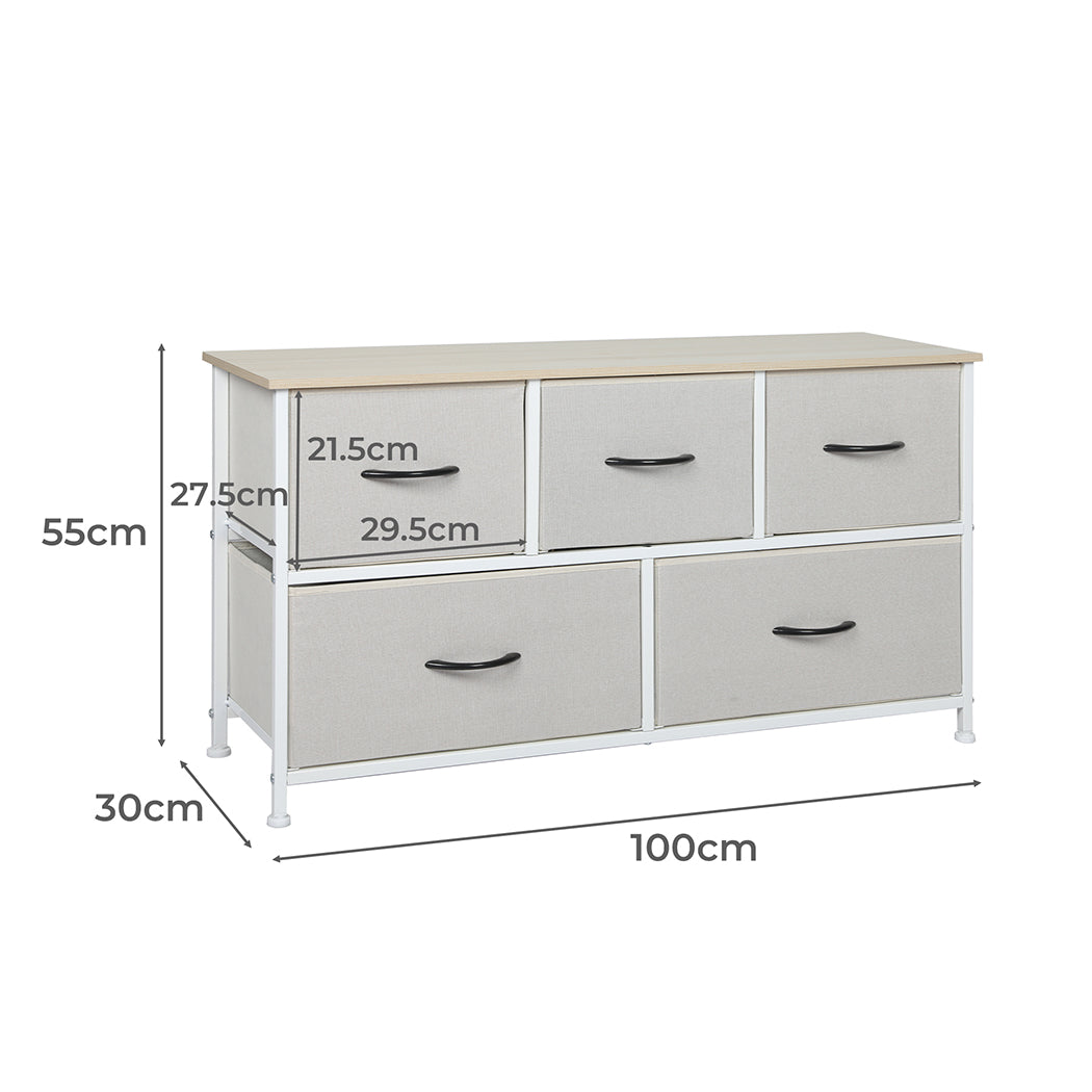Levede Storage Cabinet Tower Chest Beige-1864183275677945858
