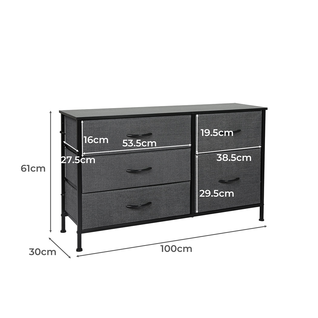 Levede Storage Cabinet Tower Chest Dark Grey-1864183284792168450