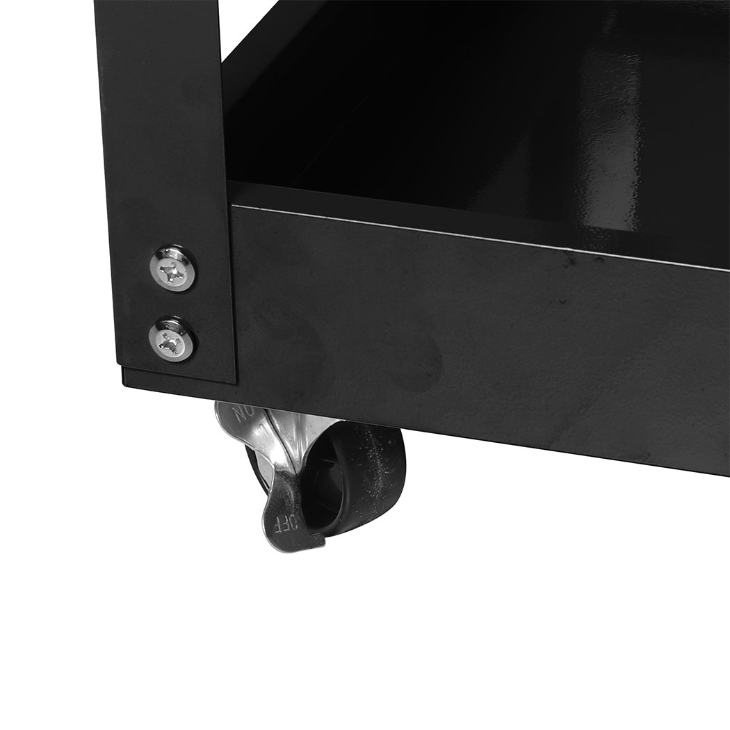 Traderight 3-Tier Tool Cart Trolley Black-1864184279207120899
