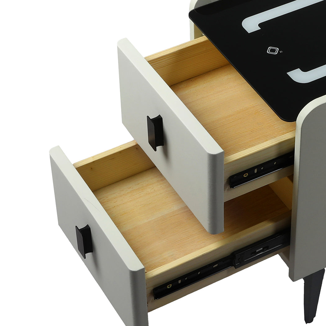 Levede Bedside Table LED Lights Drawers Storage-1869883069478080515