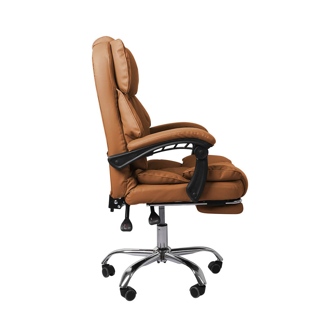 Levede Gaming Chair Office Computer Brown Footrest-1864184461999083523