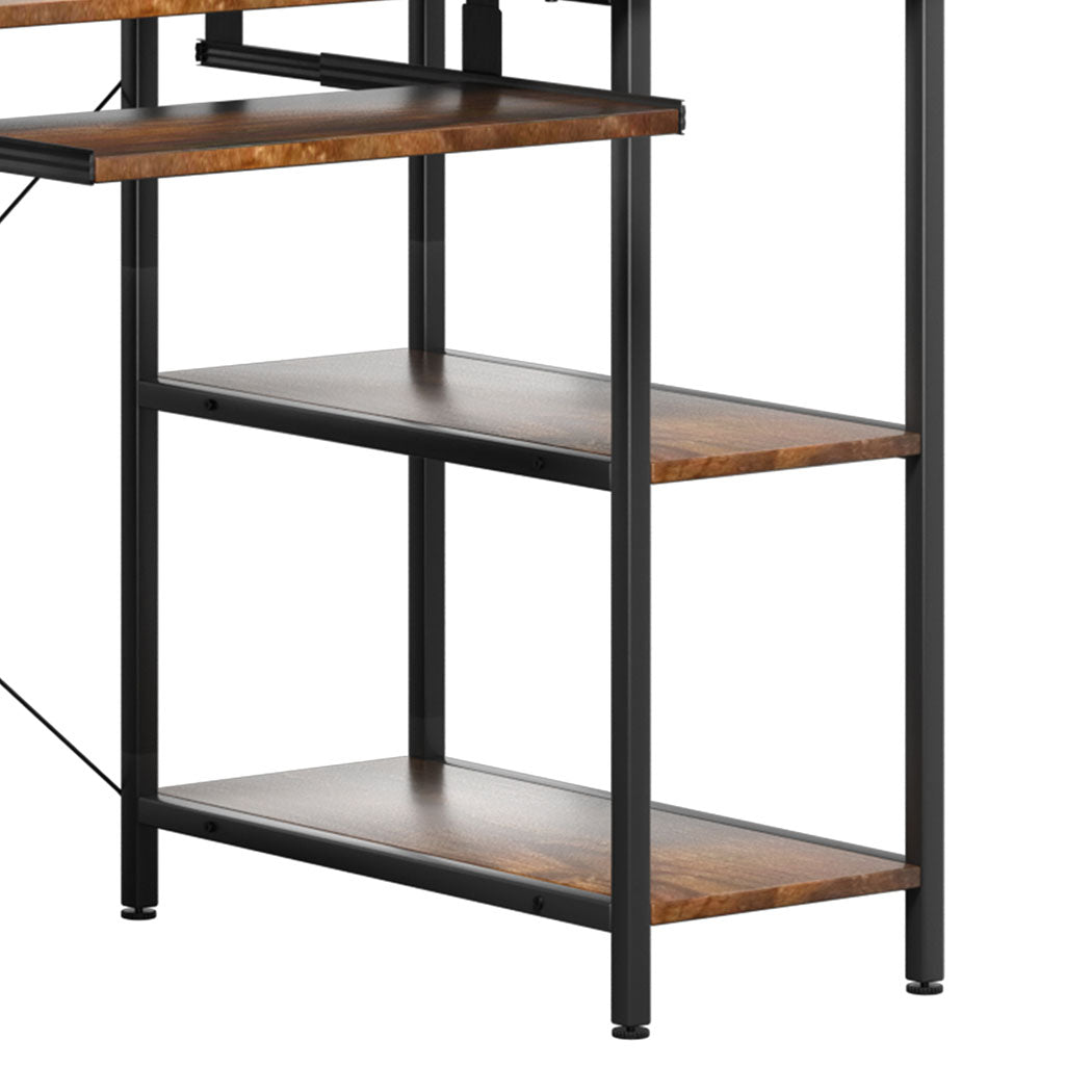 Levede Office Gaming Computer Desk Brown-1869883066516901891