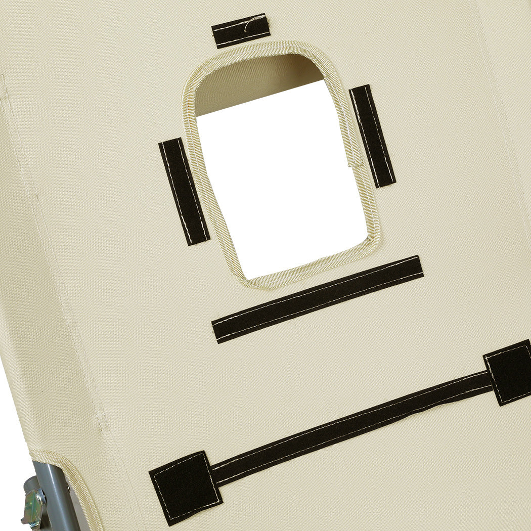 Levede Foldable Beach Lounge Chairs with Face Hole Khaki-1871349386584395780