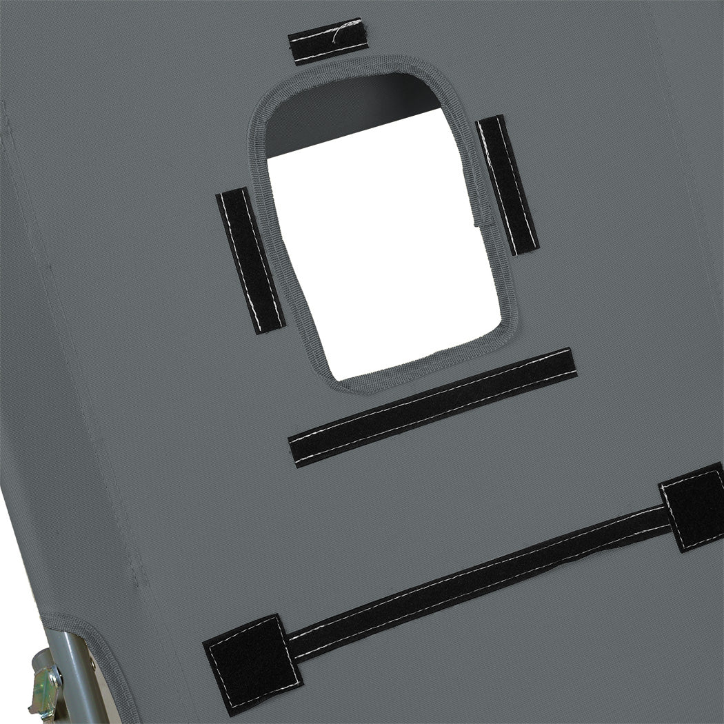 Levede Foldable Beach Lounge Chairs with Face Hole Grey-1871349386445983748