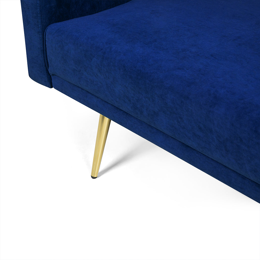 Levede Sofa Bed Convertible Velvet Lounge Recliner Couch Sleeper 3 Seater Blue-1864184618165604356