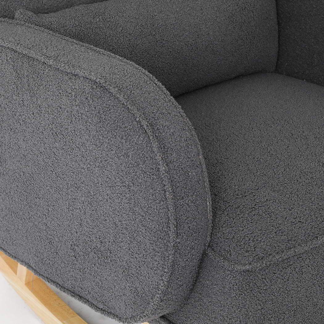 Levede Fleece Rocking Chair with footstool-1871349373972123652