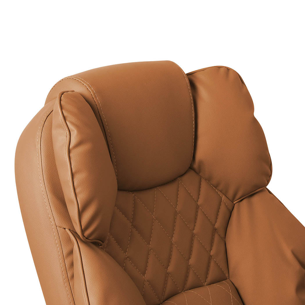 Levede Gaming Chair Office Computer Brown Footrest-1864184461999083525