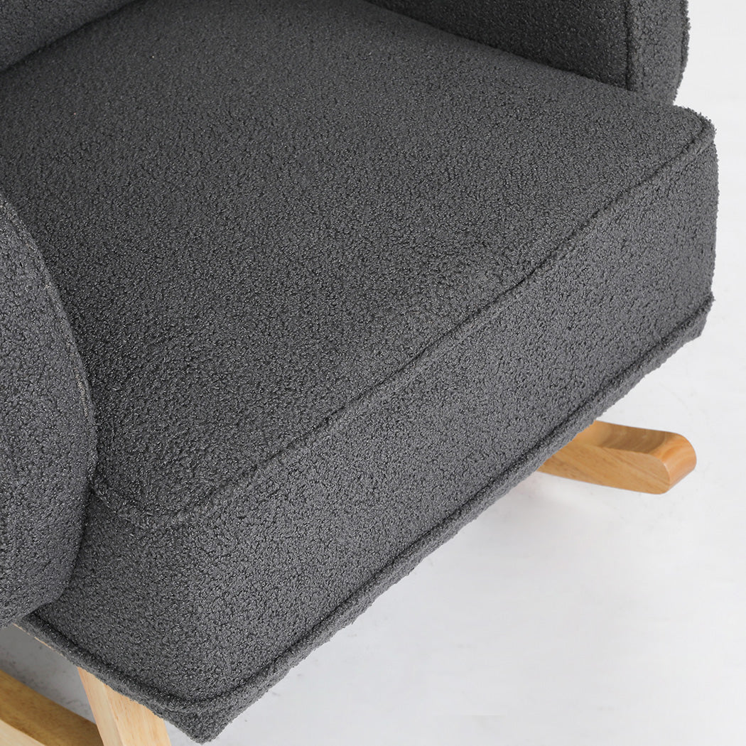 Levede Fleece Rocking Chair with footstool-1871349373972123653