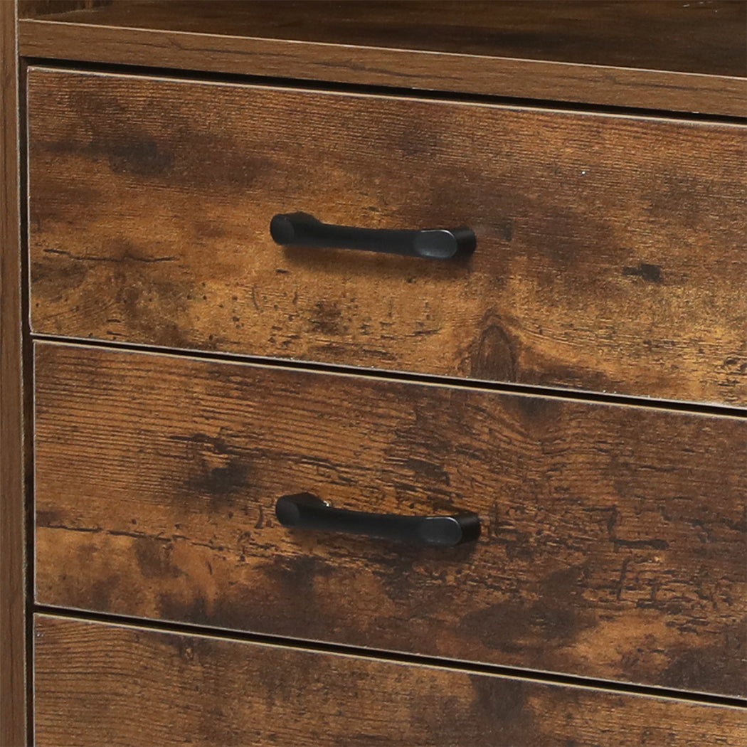 Levede Bedside Table USB Charger Outlet LED Oak-1869883068282703877