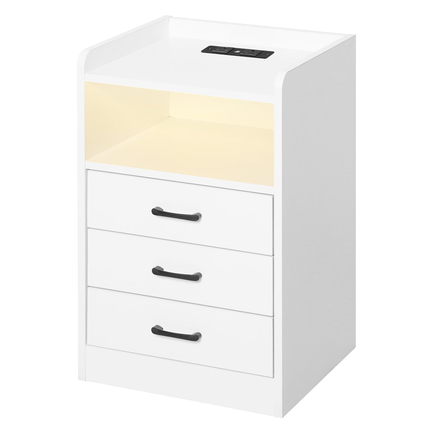 Levede Bedside Table USB Charger Outlet LED White-1869883068425310208