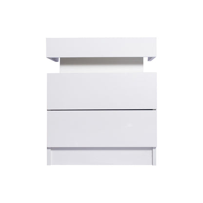 Levede Bedside Tables RGB LED Side Table White-1864183566422904833