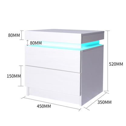 Levede Bedside Tables RGB LED Side Table White-1864183566422904834