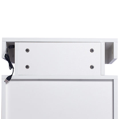 Levede Bedside Tables RGB LED Side Table White-1864183566422904836