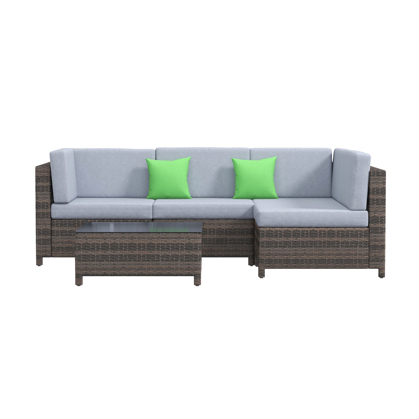 Milano Outdoor 5 PC Rattan Sofa Set Colour Oatmeal Seat & Black Coating (5 Boxes)-1878615033924161540