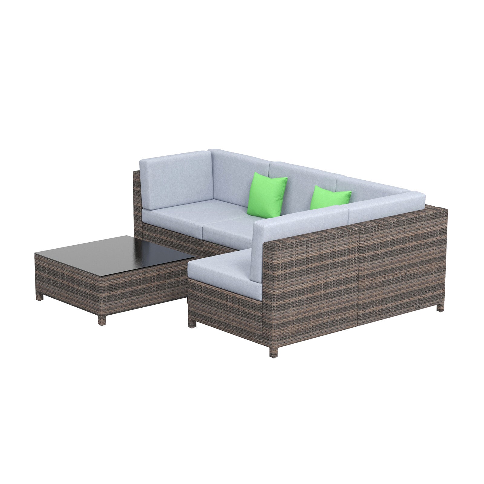 Milano Outdoor 5 PC Rattan Sofa Set Colour Oatmeal Seat & Black Coating (5 Boxes)-1878615033924161541