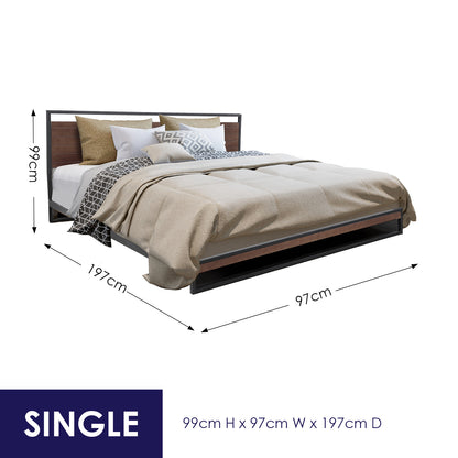 Milano Decor Azure Bed Frame with Headboard ? Black - Single-1878615021349638145