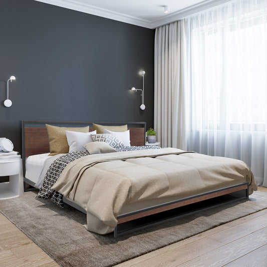 Milano Decor Azure Bed Frame with Headboard ? Black - Single-1878615021349638151