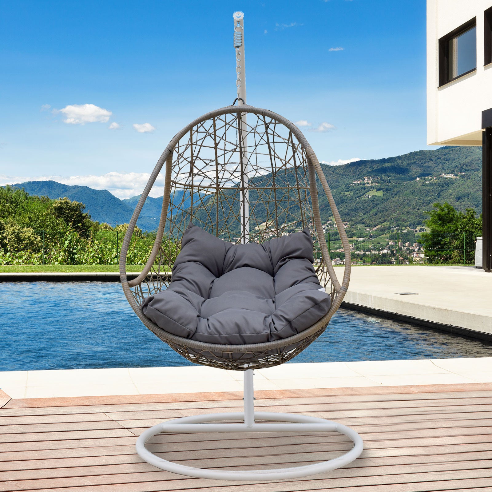 Arcadia Furniture Rocking Egg Chair - Oatmeal and Grey-1878615032561012736