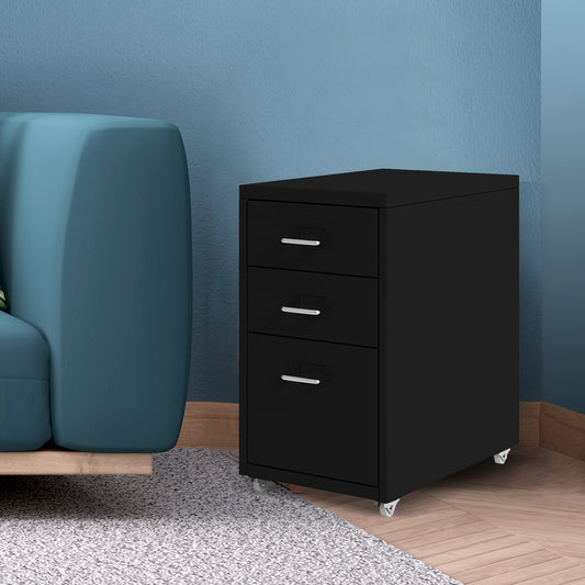 Levede 3 Drawer Office Drawers Cabinet Black-1864184249398202374