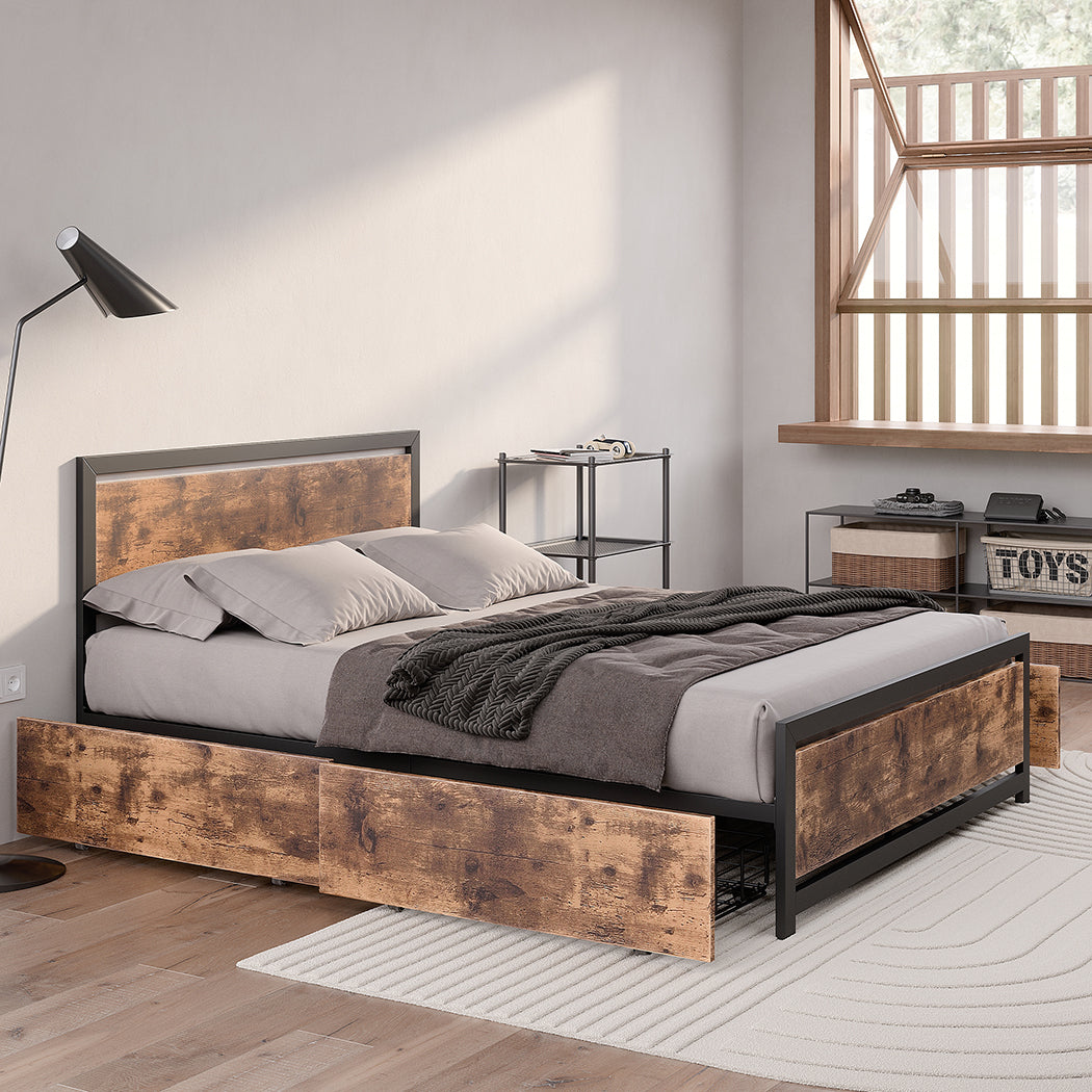 Levede Queen Bed Frame Industrial Mattress-1864183203057766407