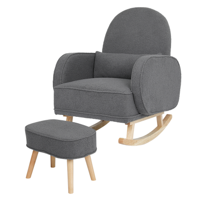 Levede Fleece Rocking Chair with footstool-1871349373972123656