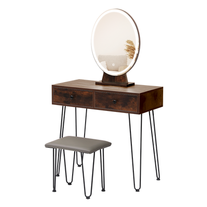 Levede Dressing Table LED Light Strip Brown-1871349402606637064