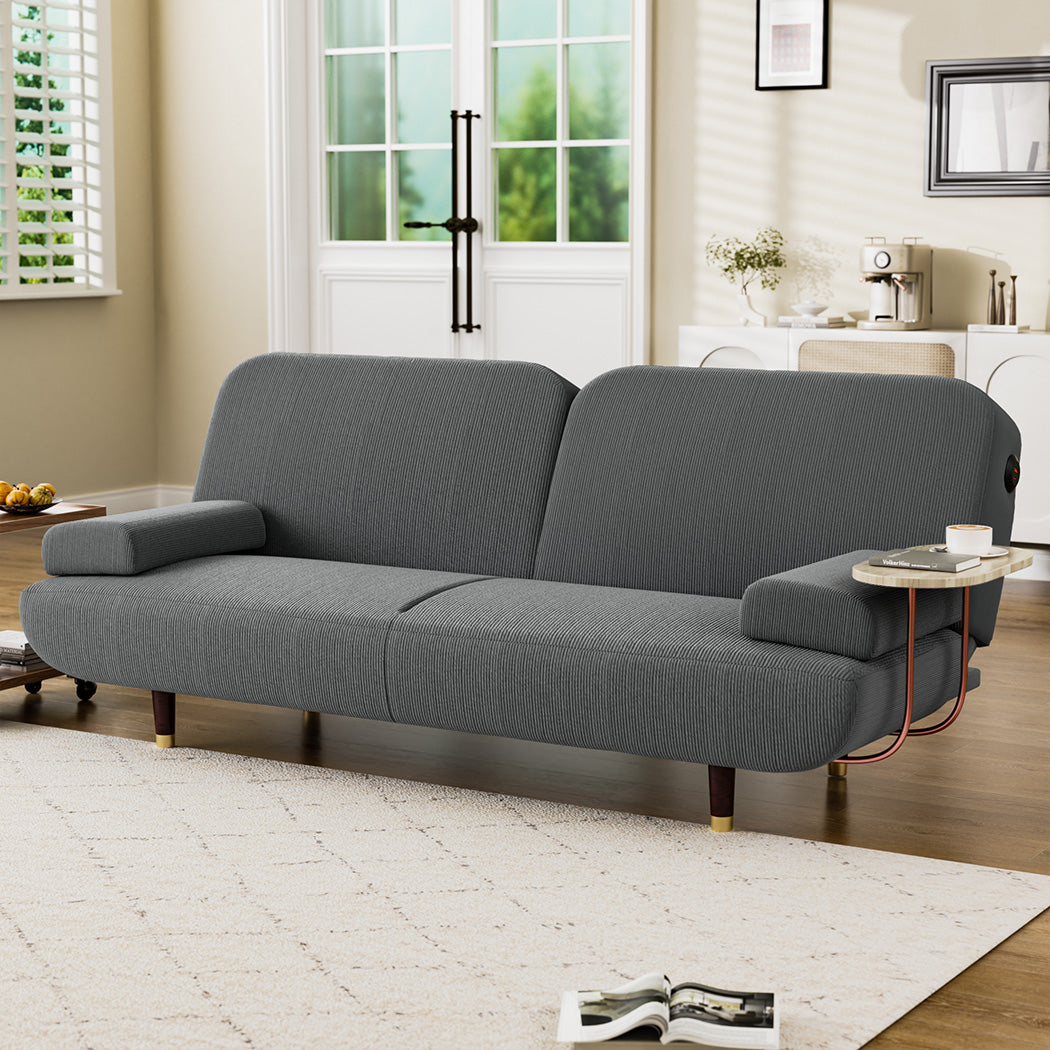 LEVEDE  CONVERTIBLE SOFABED WITH USB CHARGE AND SIDE TABLE-1869883071256465415