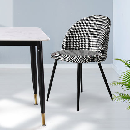 Levede 2x Dining Chairs Kitchen Cafe Black and White-1864183273484324870