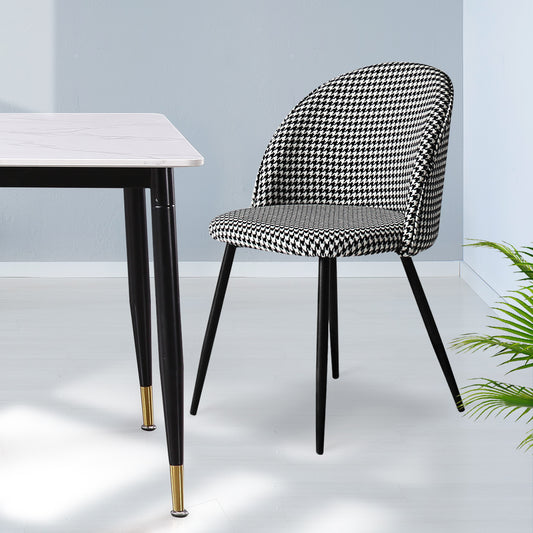 Levede 2x Dining Chairs Kitchen Cafe Black and White-1864183273484324870
