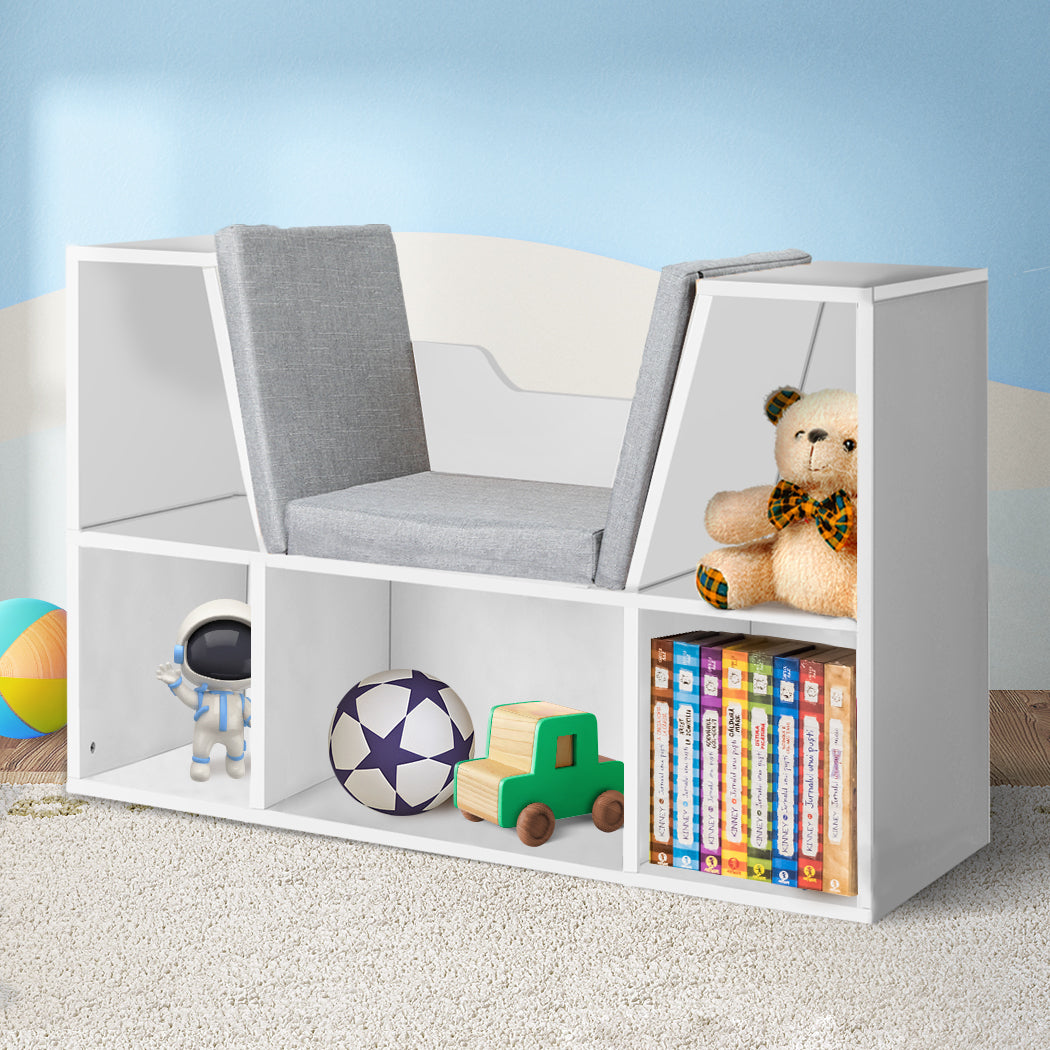 Levede Kids Bookcase Toys Box Shelf White-1864184635525828614