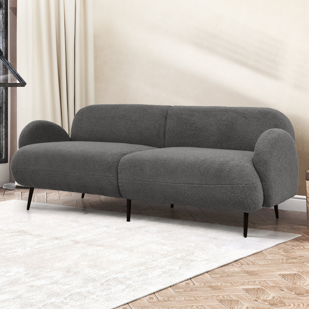 Levede Cloud Sofa 3 Seater Sherpa Fleece Beige-1869883070363078662