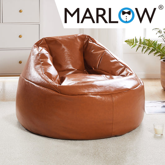 Marlow Bean Bag Chair Cover PU Couch Tan-1864183165162229766