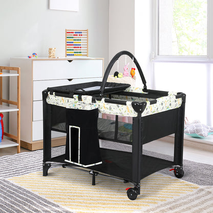 BoPeep Baby Cot Bed Crib Portable Bassinet Black-1864184323079540742