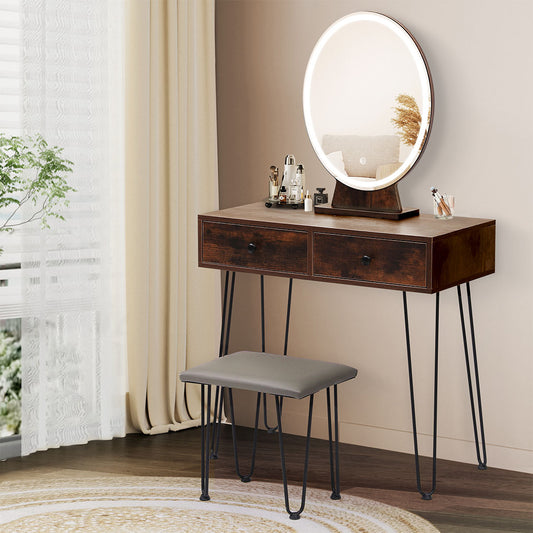 Levede Dressing Table LED Light Strip Brown-1871349402606637062