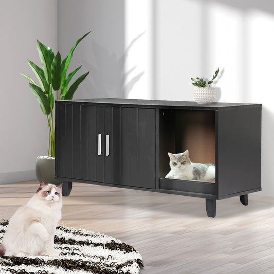 PaWz Enclosed Cat Litter Cabinet Box Black-1864184535395209222