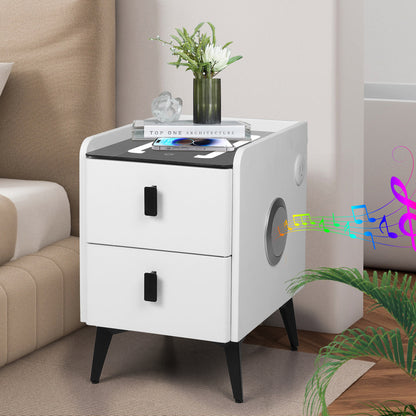 Levede Bedside Table LED Lights Drawers Storage-1869883069478080519