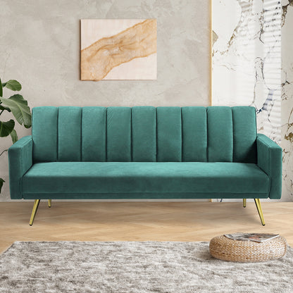 Levede Sofa Bed Convertible Velvet Lounge Recliner Couch Sleeper 3 Seater Green-1864184618333376518