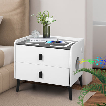 Levede Bedside Table LED Lights Drawers Storage-1869883069180284935