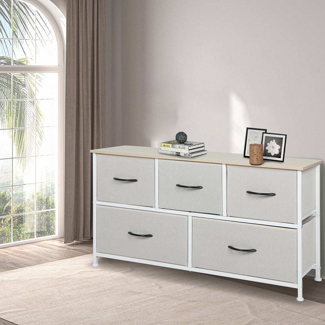 Levede Storage Cabinet Tower Chest Beige-1864183275677945863