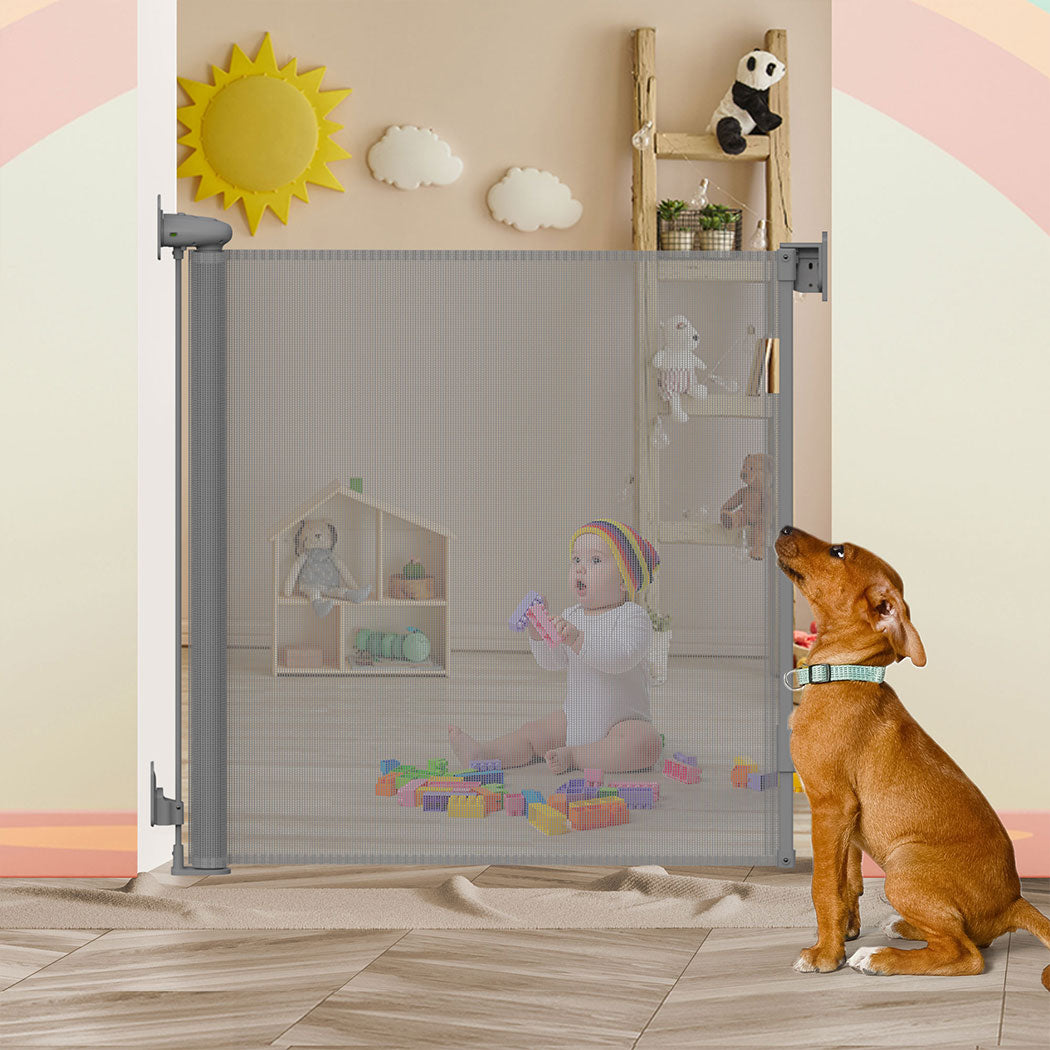 BoPeep Retractable Baby Safety Gates 150cm Grey 150 cm-1864184339366023174