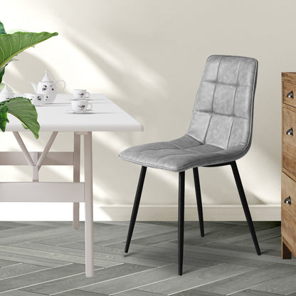Levede 4x Dining Chairs Kitchen Chair Grey Faux Leather-1864183277758320647