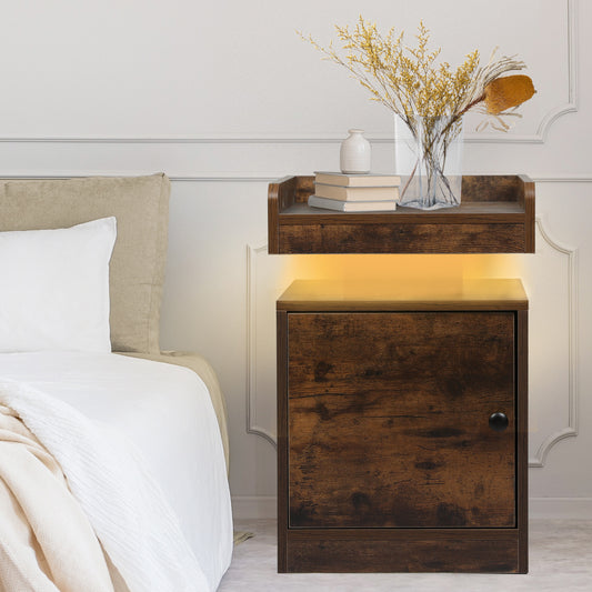 Levede Bedside Table USB Charger Outlet RGB Oak-1869883068827963398