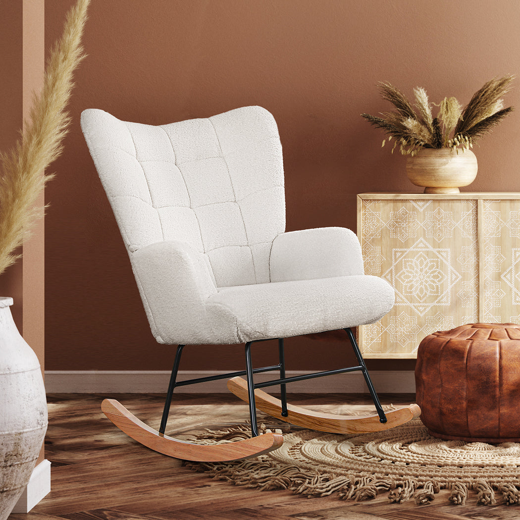 Levede Fleece Rocking Chair-1869883063815770119